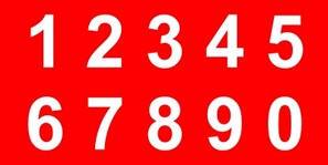 Цифры и буквы самоклеющиеся белые/красные для огнетушителей и аварийных светильников